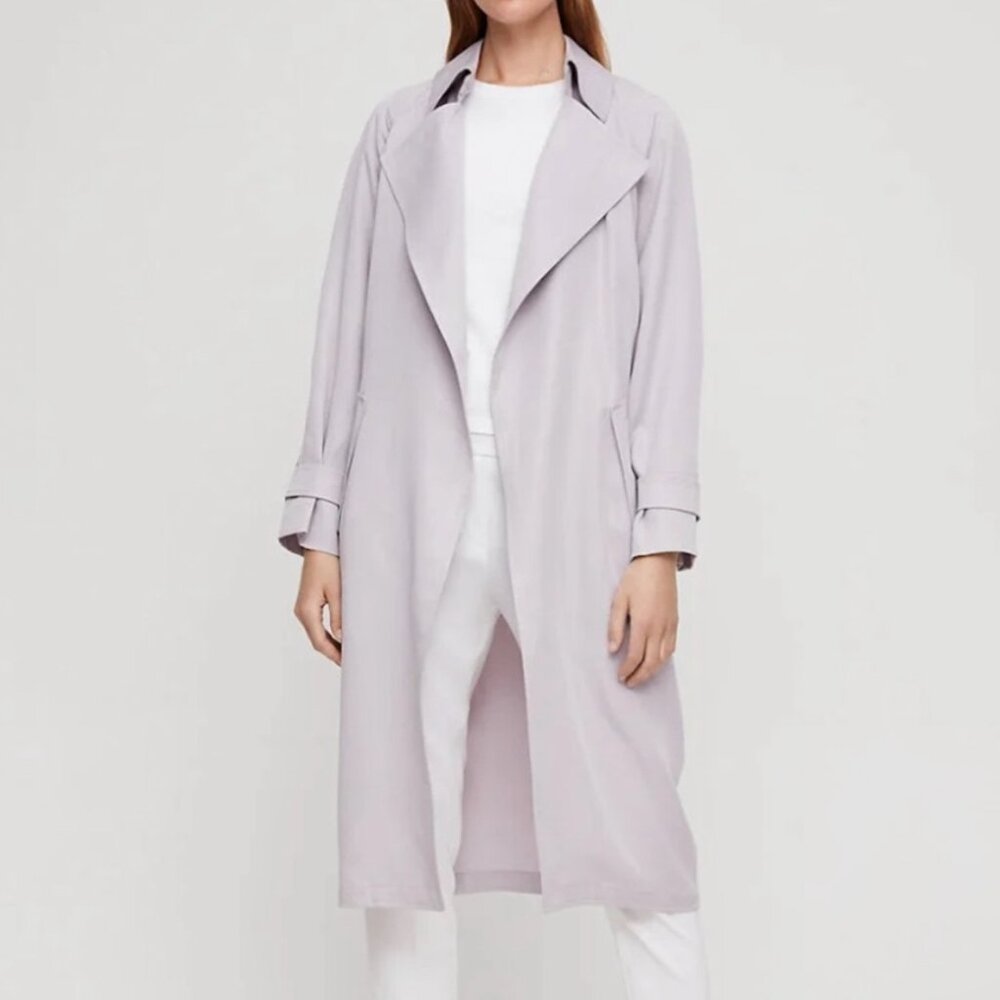 Aritzia Babaton Lawson Trench Coat Lilac Fog Purple Light Jacket XXS (fits XS)
